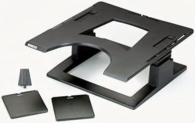 Main image of Adjustable Laptop Stand Raise Screen Height to Reduce Neck Strain 3quot Height Adjustment Large Platform for Docking Station NonSkid Base Keeps Laptop Secure Cable Management Black LX500