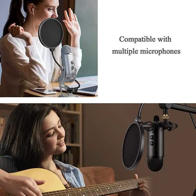 Alt view image 6 of 7 - Microphone Pop Filter Studio Windscreen Mic Cover Mask Shield with Flexible Gooseneck and Clamp for Blue Yeti Audio Technica and All Microphones
