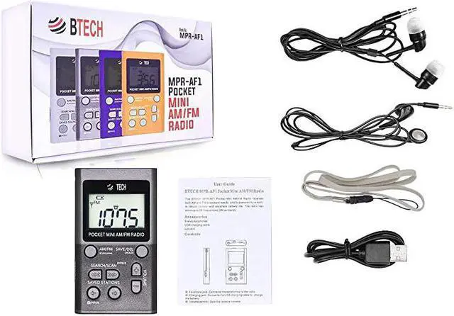 Alt view image 6 of 6 - MPRAF1 AM FM Personal Radio with Two Types of Stereo Headphones Clock Great Reception and Long Battery Life Mini Pocket Walkman Radio with Headphones Silver