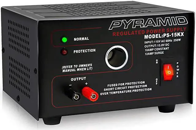 Main image of Universal Compact Bench Power Supply 10 Amp Linear Regulated Home Lab Benchtop ACtoDC Converter w 138 Volt DC 115V AC 250W Input Screw Type Terminal 12V Car Cigarette Lighter  PS15K5