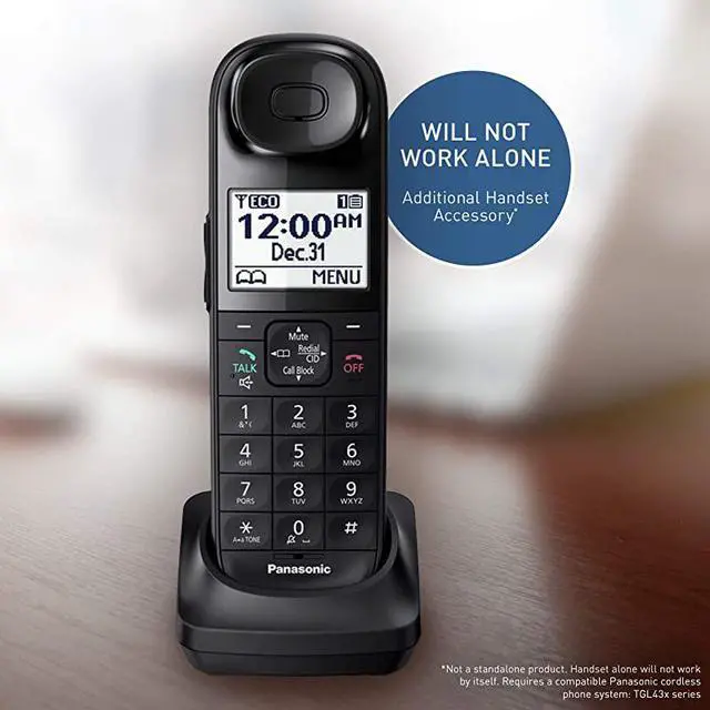 Main image of Cordless Phone Handset Accessory Compatible with KXTGL432 KXTGL433 Series Cordless Phone Systems KXTGLA40B Black