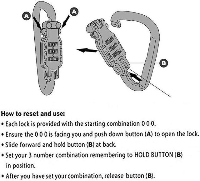 Alt view image 7 of 7 - Motorcycle Helmet Lock Cable Heavy Duty Universal Combination Lock Cable Caribeaner Lock Motorcycle Security PIN Locking Chain for Bike Helmet Jacket Cabinets Luggage