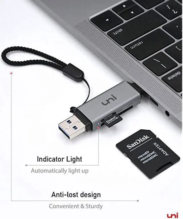 Alt view image 2 of 7 - SD Card Reader  USB C Memory Card Reader Adapter USB 30 Supports SDMicro SDSDHCSDXCMMC Compatible for MacBook Pro MacBook Air iPad Pro 2018 Galaxy S20 Huawei Mate 30 and More