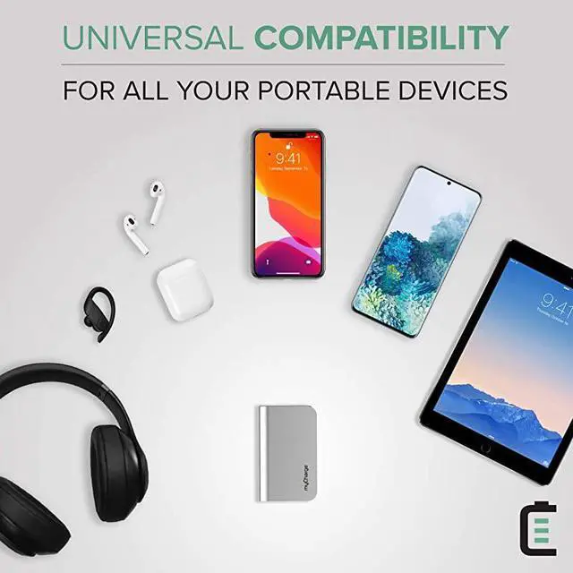 Alt view image 6 of 7 - Portable Charger with Built in Cables iPhone Lightning + Micro USB 10050 mAh Hub Classic Ultra Slim Power Bank External Battery Pack AC Wall Charger Plug Dual Cords USBA Output Port