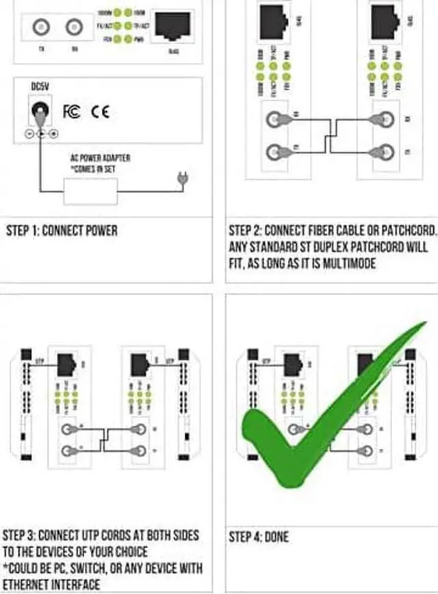 Alt view image 5 of 7 - ST Gigabit Fiber Media Converter Builtin ST Fiber Module 550 m 034 Miles 850 nm to UTP Cat5e 101001000 RJ45 Auto Sensing Gigabit or Fast Ethernet Jumbo Frame LLF Support
