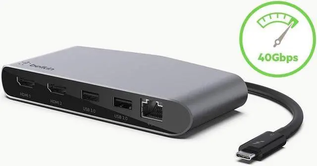 Alt view image 6 of 7 - Belkin Thunderbolt 3 Dock Mini HD With Cable - Usb C Hub - Usb C Docking Station For Macos & Windows, Dual 4K @60hz, 40Gbps Transfer Speed, With Ethernet Port, BLACK