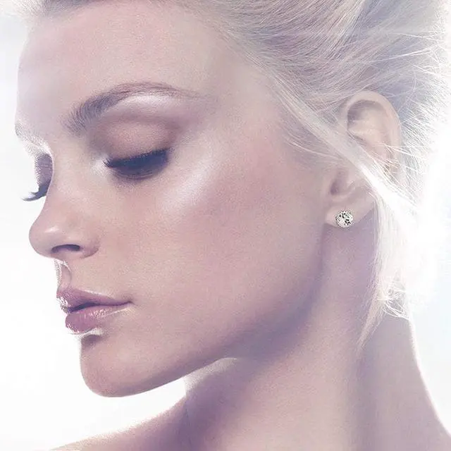 Alt view image 10 of 12 - Swarovski Solitaire Pierced Earrings - White - Rhodium Plating -