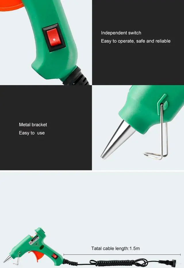 Alt view image 6 of 7 - ELECALL Hot Melt Glue Gun Adjustable Constant temperature High Temp Handy Heater Glue Gun EHG-8 60W 100-240v