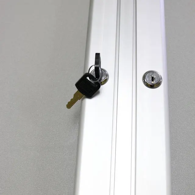 Alt view image 3 of 5 - Ghent PA34896VX-193 3 Door Enclosed Vinyl Bulletin Board with Satin Frame - 96" x 48" - Silver Surface, Satin Aluminum Frame