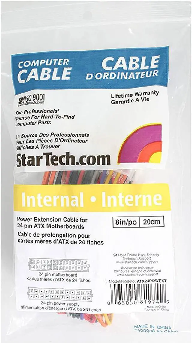 Alt view image 2 of 2 - StarTech 8-Inch 24 Pin ATX 2.01 Power Extension Cable (ATX24POWEXT)