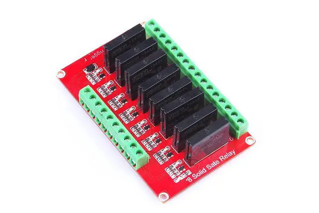 Alt view image 3 of 7 - KNACRO 8 Channel High-Level Solid State Relay modules Red Board DC 12V Solid State relays 240V AC / 2A Output with resis