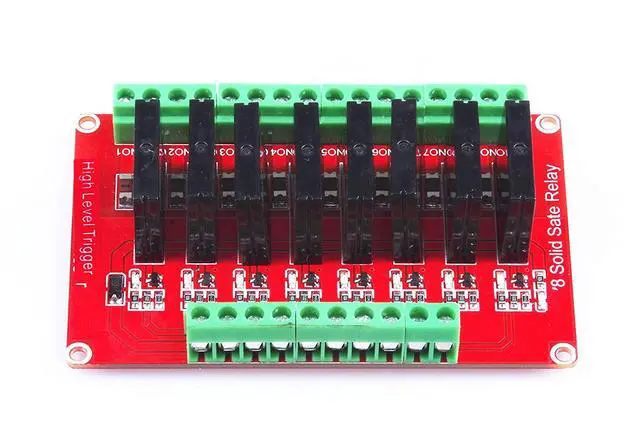 Alt view image 2 of 7 - KNACRO 8 Channel High-Level Solid State Relay modules Red Board DC 12V Solid State relays 240V AC / 2A Output with resis