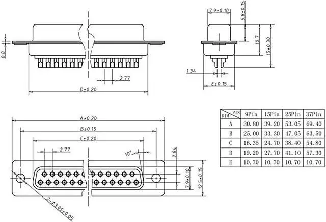 Alt view image 4 of 4 - D-sub Connector DB9 Female Socket 9-pin 2-row Port Terminal Breakout for Mechanical Equipment CNC Computers Blue Pack of 10