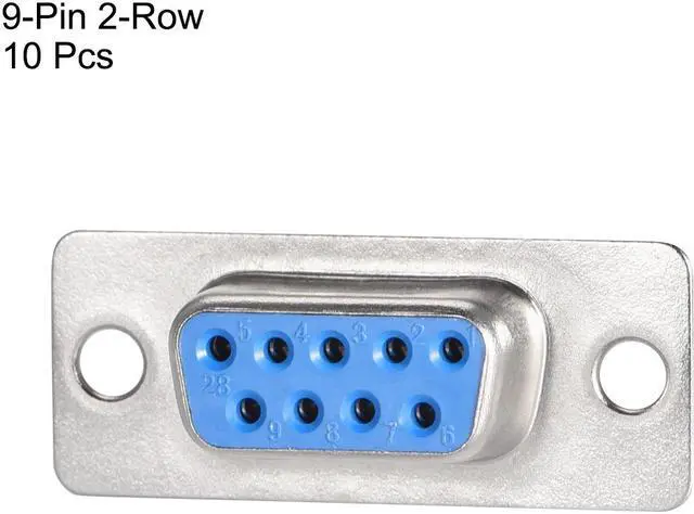 Alt view image 2 of 4 - D-sub Connector DB9 Female Socket 9-pin 2-row Port Terminal Breakout for Mechanical Equipment CNC Computers Blue Pack of 10