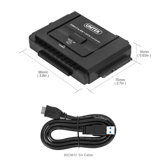 Alt view image 6 of 7 - UNITEK USB 3.0 to IDE & SATA Converter External Hard Drive Adapter Kit for Universal 2.5/3.5 HDD/SSD Hard Drive Disk, One Touch Backup Function and Restore Software, Included 12V/2A Power Adapter