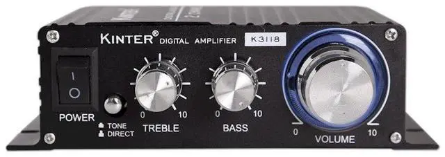 Alt view image 2 of 6 - Kinter K3118 Texas Instruments TI Digital Hi-Fi Audio Mini Class D Home Auto DIY Arcade Stereo Amplifier with 12V 3A Power Supply Black