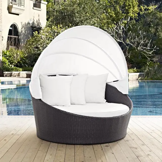 Alt view image 4 of 4 - Convene Canopy Outdoor Patio Daybed - Espresso White