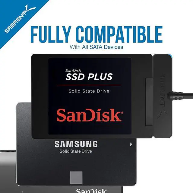Alt view image 5 of 7 - Sabrent USB 3.0 to SSD / 2.5-Inch SATA Hard Drive Adapter [Optimized for SSD, Support UASP SATA III] (EC-SSHD)