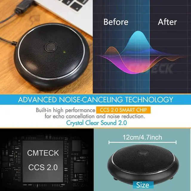 Alt view image 2 of 7 - Conference Microphone, CMTECK USB Computer Microphone CM003, Mute Function, Omnidirectional Mic for Computers PC, Condenser Boundary Desktop Microphones for Streaming,VoIP Calls,Skype,Chatting