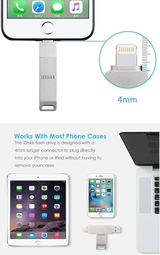 Alt view image 5 of 6 - IDISKK 256GB USB Flash Drive for iPhone 11 10 XR XS Max iPad Backup Videos Photo Stick External Storage for New ipad pro pc MacBook with Touch id encryption,MFI Certified