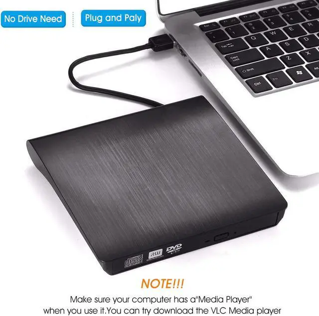 Alt view image 4 of 7 - EVESKY [Updated Version] External CD Drive, ACETEND USB 3.0 Portable CD DVD +/-RW Drive Slim DVD/CD ROM Rewriter Burner Writer, High Speed Data Transfer for Laptop Notebook PC Desktops (Gray)