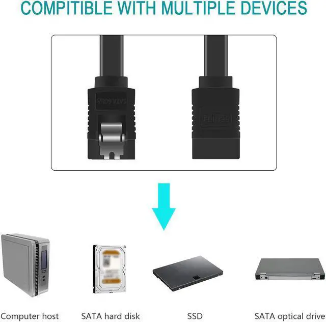 Alt view image 5 of 6 - BENFEI SATA Cable III, 12 Pack SATA Cable III 6Gbps Straight HDD SDD Data Cable with Locking Latch 18 Inch Compatible for SATA HDD, SSD, CD Driver, CD Writer - Black