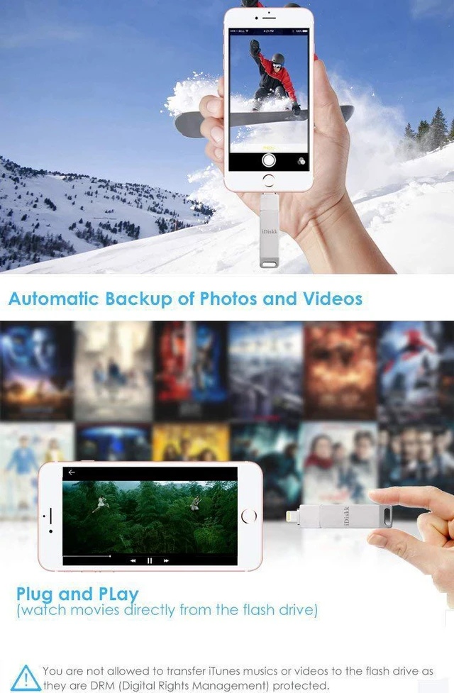 Alt view image 4 of 6 - IDISKK 256GB USB Flash Drive for iPhone 11 10 XR XS Max iPad Backup Videos Photo Stick External Storage for New ipad pro pc MacBook with Touch id encryption,MFI Certified
