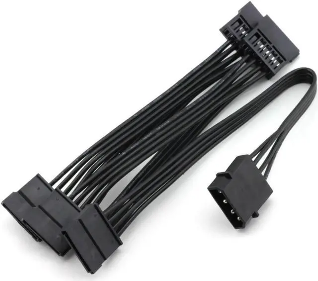 Alt view image 2 of 2 - ToToT 1pcs IDE to SATA Power Cable IDE Large 4 Pin to PC Server Hard Drive 15 Pin SATA Power Supply Adapter Converter Cable Cord 18AWG Wire SATA Extension Cable 1 to 5 Splitter Black