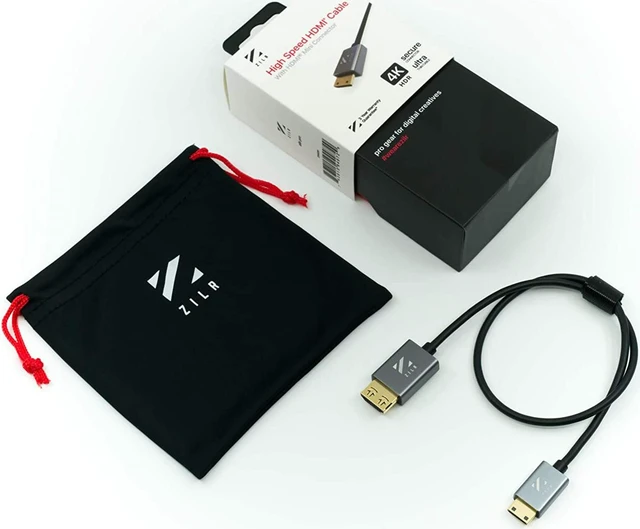 Main image of (45cm, Mini HDMI) - ZILR Hyper thin flexible 45cm HDMI 2.0 4kp60 HDR Professional Video cable Full (type A) to Mini (type C)