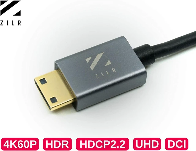 Alt view image 2 of 7 - (45cm, Mini HDMI) - ZILR Hyper thin flexible 45cm HDMI 2.0 4kp60 HDR Professional Video cable Full (type A) to Mini (type C)