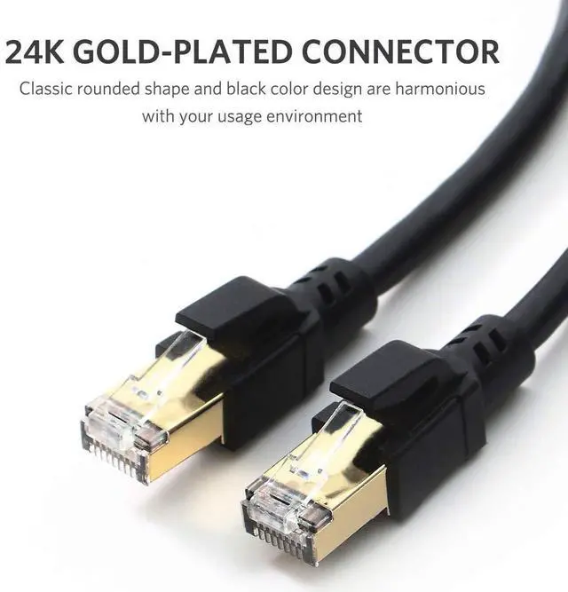 Alt view image 4 of 6 - ATTMONO Cat8 Ethernet Cable, Professional Network Patch Cable 40Gbps 2000Mhz S/FTP LAN Wires, High Speed Internet Cable Cord with RJ45 Gold Plated Connector for Modem, Router, PC