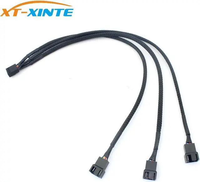 Alt view image 4 of 6 - 4Pin PWM 1 to 3 Ways Cooling Fan Power Supply Extension Cable Y Splitter Cord Multiplier Computer PC Chassis Cooed 22AWG 30cm