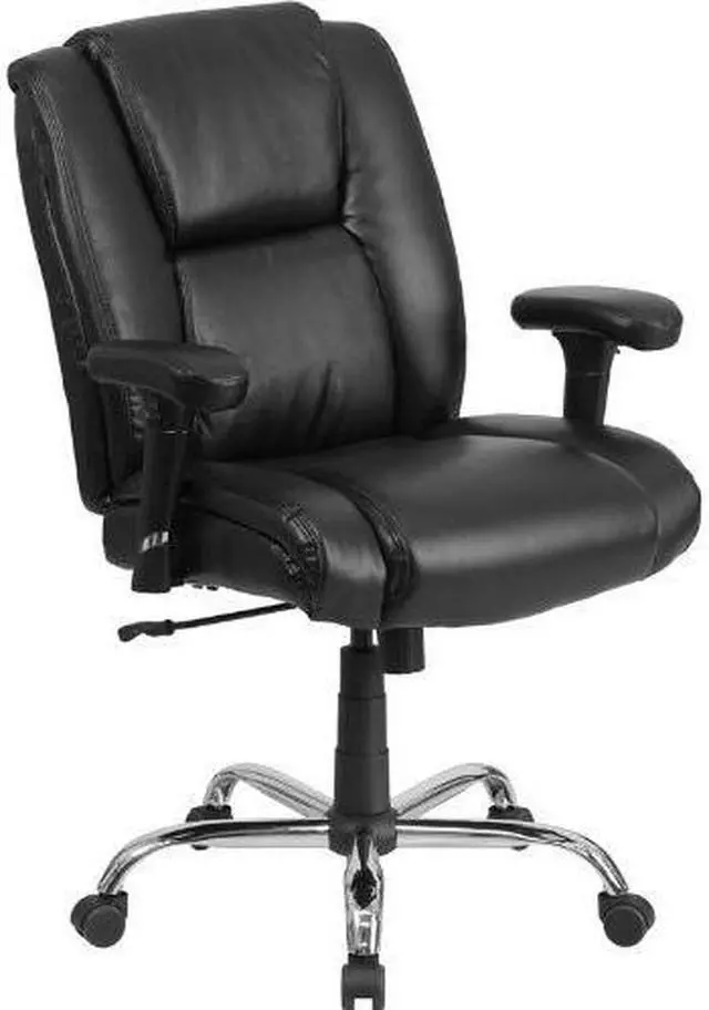 Alt view image 6 of 20 - HERCULES Series Big & Tall 400 lb. Rated Black LeatherSoft Ergonomic Task Office Chair with Chrome Base and Adjustable Arms