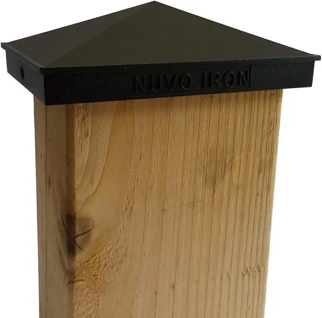 Alt view image 12 of 18 - Nuvo Iron Decorative Pyramid Post Cap for 3.5" x 5.5" / 4" x 6" Posts - Black