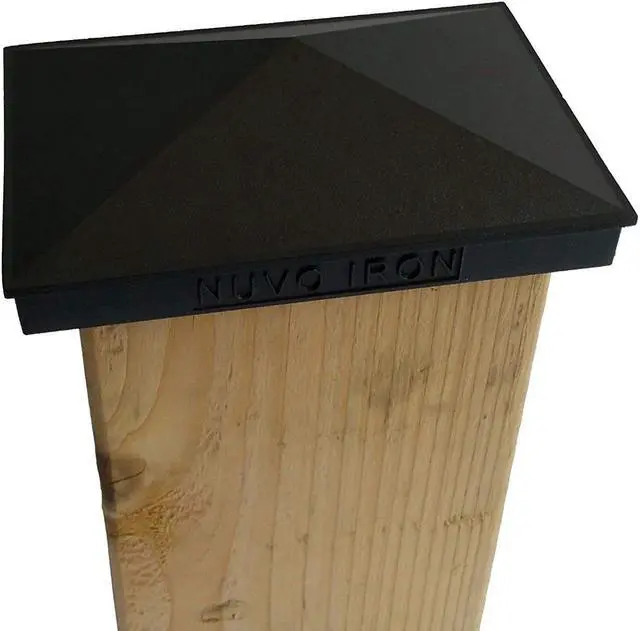 Alt view image 10 of 18 - Nuvo Iron Decorative Pyramid Post Cap for 3.5" x 5.5" / 4" x 6" Posts - Black