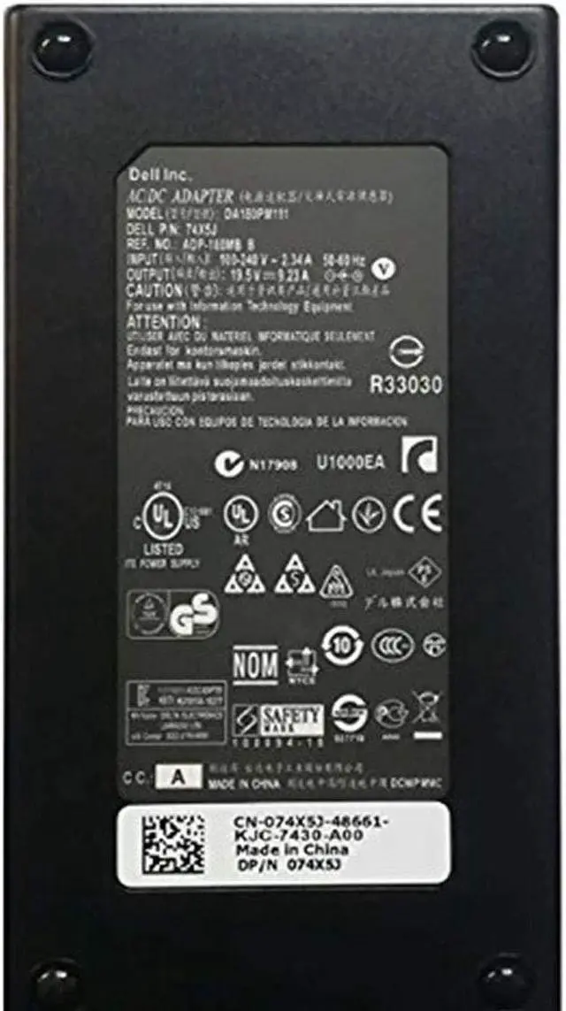 Alt view image 2 of 3 - 19V 9.23A Genuine Compatible with Dell 180W Watt 74X5J, JVF3V Power Adapter PA Charger for Laptops