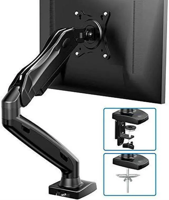 Main image of Monitor Mount Articulating Gas Spring Monitor Arm Adjustable VESA Mount Desk Stand with Clamp and Grommet Base Fits 17 to 27 Inch LCD Computer Monitors 44 to 143lbs
