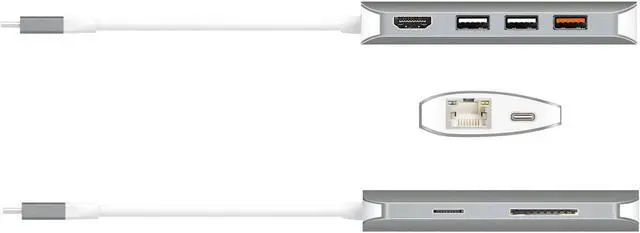 Alt view image 4 of 20 - j5create USB-C Multi Adapter-HDMI / Ethernet / USB 3.1 / PD 3.0 / Memory Card Reader / Writer