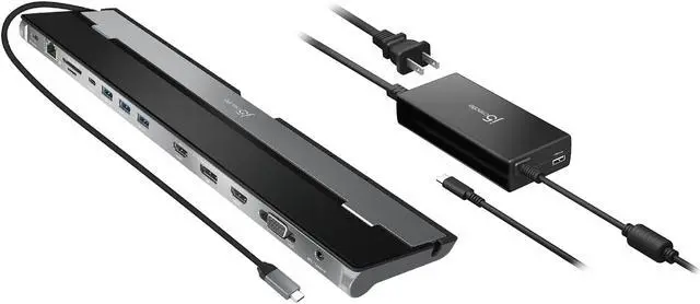 Alt view image 3 of 11 - j5create USB-C Triple Display Docking Station with 90W PD Adapter