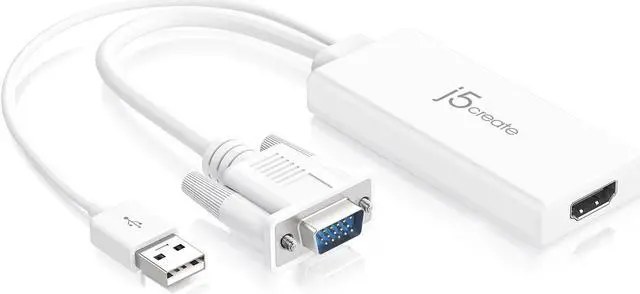 Alt view image 4 of 8 - j5create VGA to HDMI Video Audio Adapter with Built-in USB Power Cable
