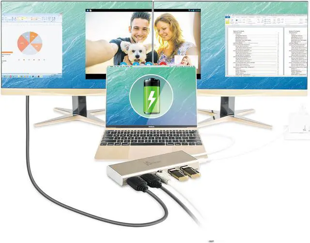 Alt view image 5 of 20 - j5create USB Type-C™ Dual HDMI Mini Dock-Ethernet/ USB 3.1 HUB / PD2.0