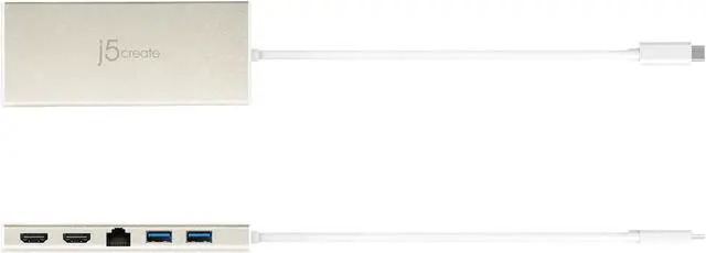 Alt view image 2 of 20 - j5create USB Type-C™ Dual HDMI Mini Dock-Ethernet/ USB 3.1 HUB / PD2.0