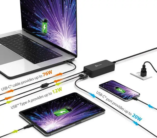Alt view image 5 of 13 - j5create 108W PD USB-C® Super Charger