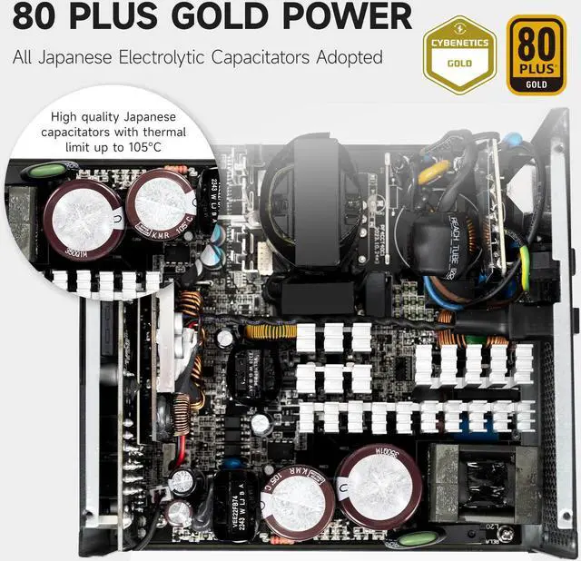 Alt view image 3 of 7 - PCCOOLER CPS YS850 Fully Modular Power Supply, 80 PLUS Gold 850W PSU, 12V-2x6 Cable,  ATX 3.1 & PCIe 5.1 Ready, 105°C Rated Japanese Capacitors, ECO Mode, 135mm FDB Fan, 12 Years Warranty