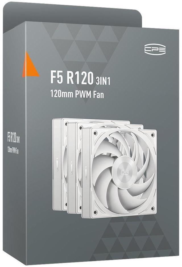 Alt view image 7 of 7 - PCCOOLER CPS F5 R120 3IN1 High-Performance 120mm Case Fans, 4-Pin PWM Silent PC Fans w/ 3 Modes up to 2200RPM, Daisy Chain Computer Fans with FDB, Vibration-Damping Mounting Pads, White - 3in1 Pack
