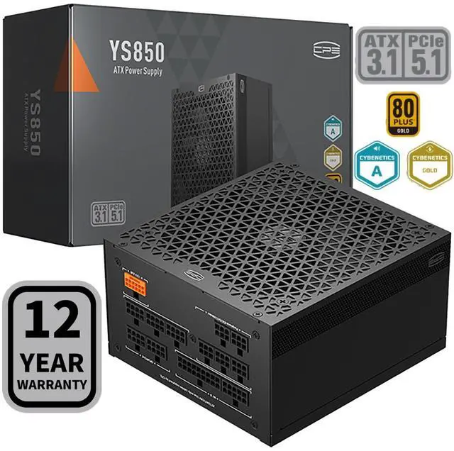 Main image of PCCOOLER CPS YS850 Fully Modular Power Supply, 80 PLUS Gold 850W PSU, 12V-2x6 Cable,  ATX 3.1 & PCIe 5.1 Ready, 105°C Rated Japanese Capacitors, ECO Mode, 135mm FDB Fan, 12 Years Warranty