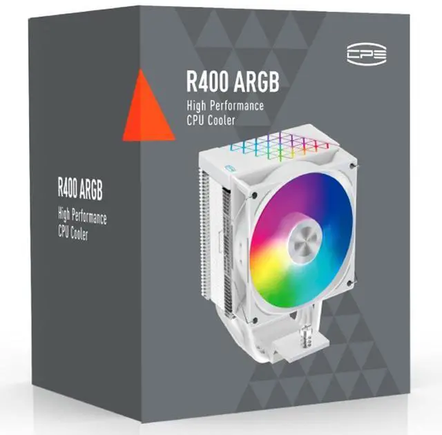Alt view image 6 of 7 - PCCOOLER CPS R400 ARGB CPU Air Cooler, 4 Direct Contact Heat Pipes, 180W TDP, ARGB Top Cover, 133mm Tall, 92mm PWM Slient ARGB Fan, for Intel LGA 1851/1700/1200/115X & AMD AM5/AM4, White