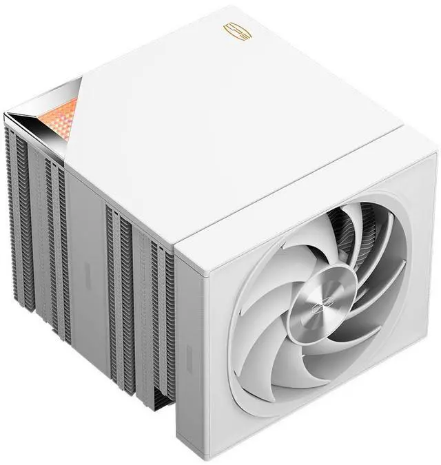Alt view image 2 of 7 - PCCOOLER CPS RZ820 Dual Tower CPU Air Cooler, 8 Heat Pipes, 290W TDP, Magnetic Aluminum ARGB Top Cover, 165mm Tall, 120mm & 140mm PWM Fans, for Intel LGA 1851/1700/1200/115X/20XX & AMD AM5/AM4, White