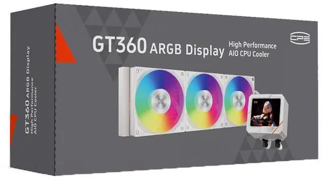 Alt view image 7 of 7 - PCCOOLER CPS GT360 ARGB Display AIO CPU Liquid Cooler, 310W TDP, Customizable 3.5" IPS LCD Cyber Style Display, Ceramic Bearing, High Speed Fans, for Intel LGA 1851/1700/1200/115X & AMD AM5/AM4, White