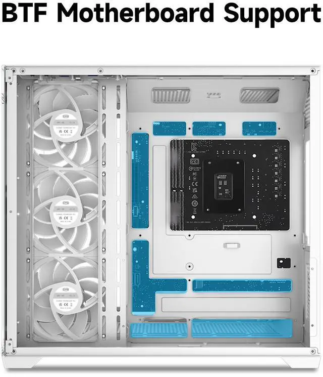 Alt view image 2 of 7 - PCCOOLER CPS C3 T700 ARGB PC Case, 4 x 120mm ARGB Fans Included, Dual-Chamber Mid-Tower ATX Case, High-Airflow Computer Case, BTF Motherboard Supports, Sturdy Tempered Glass Front & Side Panels, White